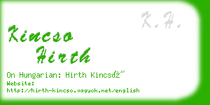 kincso hirth business card